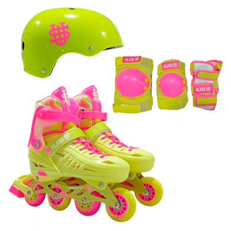 Combo patines en línea ajustables + protecciones + casco IUS